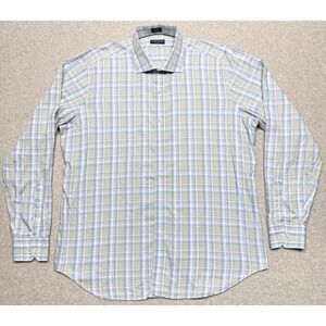Peter Millar Collection Shirt Mens XL Blue‎ Green Stripe Long Sleeve Button Up